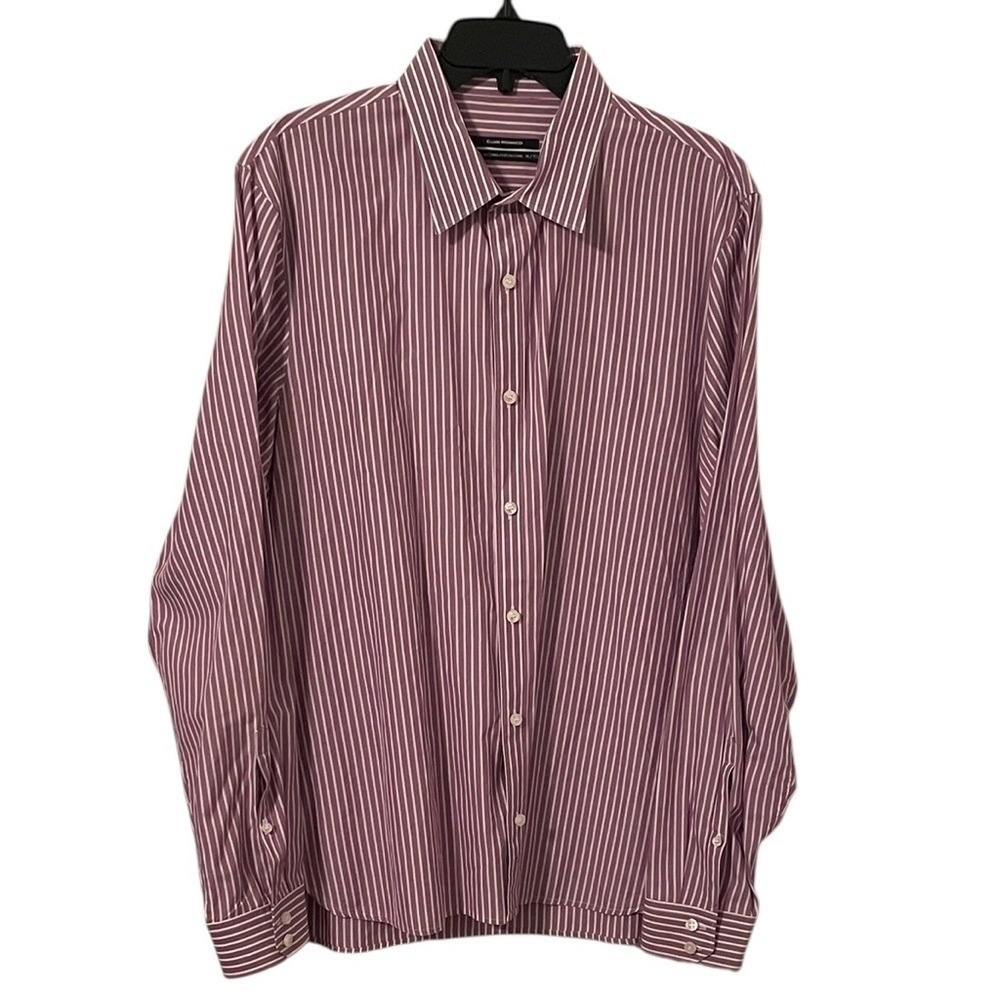 Club Monaco Men's Purple White Stripped Collared‎ Button Down Shirt Size XL